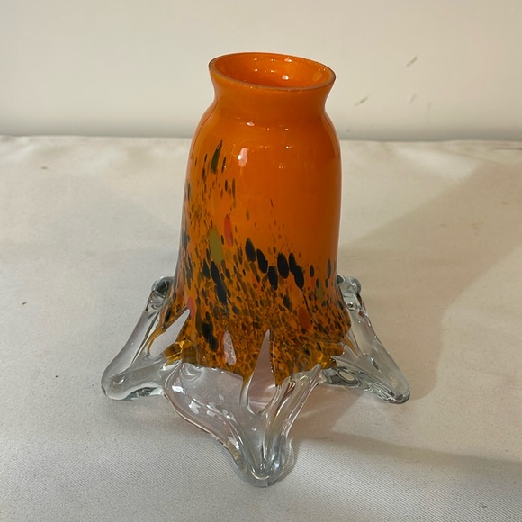 Other - Handmade Flowing Blown Glass Tulip Shade Orange Multi